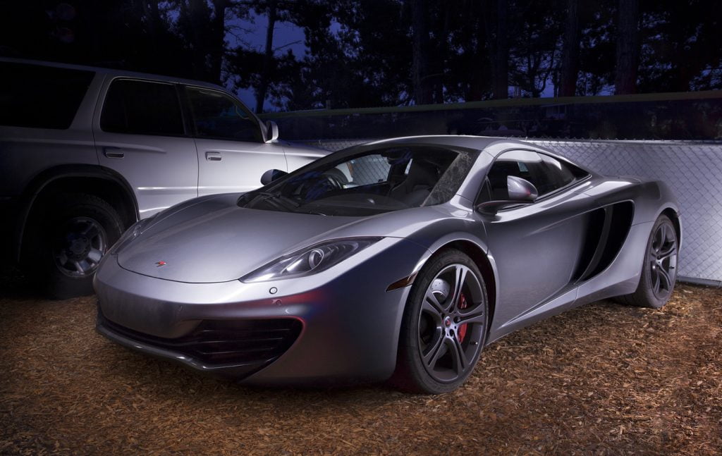 McLaren 12C at Pebble Beach Concours d'Elegance, light painting picture - Automotive Photography by Radiant Photography for PR, Advertising and Editorial Photography.